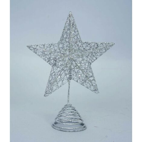 Embout étoile avec paillettes argentées et métal cm25