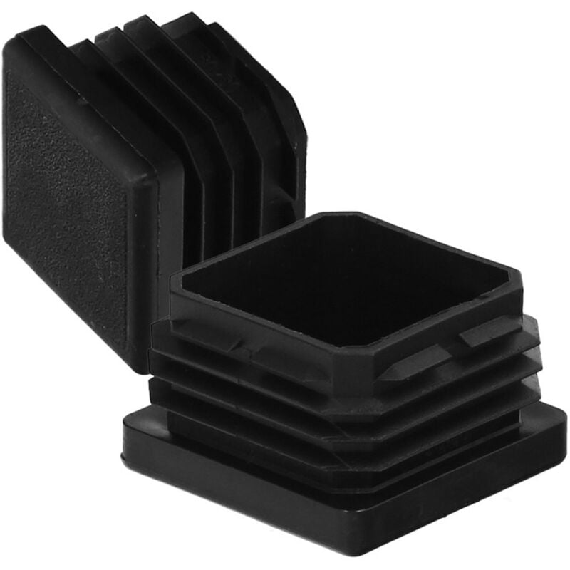 Embout intérieur carré en plastique 40x40 mm. Sac de couleur noire 100 unités.