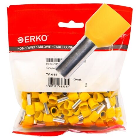 Embout, isolé, 2x6-14, 100 pcs, jaune ERKO