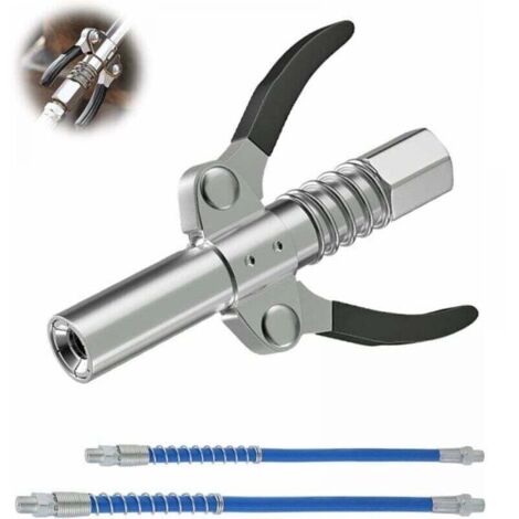 Embout Pompe a Graisse, Pompe a Graisse Pneumatique Electrique Manuelle avec Tuyau Flexible, Coupler G pour Pompe à Graisseur Convient pour Tous Types de Presses à Graisse (Double poignée)