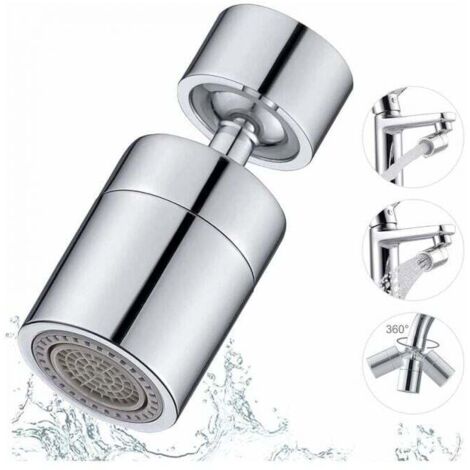 Embout Robinet Cuisine, 360 Degrés De Rotation Double Mode Aérateur De Robinet À Anti-Éclaboussures Brise Jet Robinet Postuler À Évier De Cuisine, Salle De Bain(Pivotant À 80 Degrés)