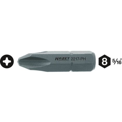 Embout-tournevis (bit) 2217-PH2 ∙ Hexagone massif 5/16 pouce (8 mm) ∙ Profil Phillips PH ∙ Taille PH2