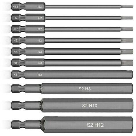 Embouts Allen Magnétiques - Lot de 10, 1.5-12mm, Douille Hexagonale, pour Tournevis, Clé, Fixation Précise