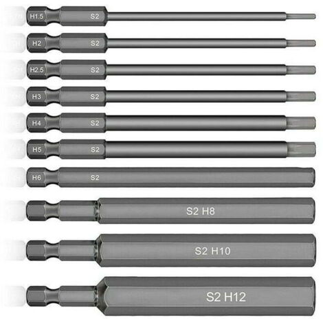 Embouts Allen Magnétiques - Lot de 10, 1.5-12mm, Douille Hexagonale, pour Tournevis, Clé, Fixation Précise