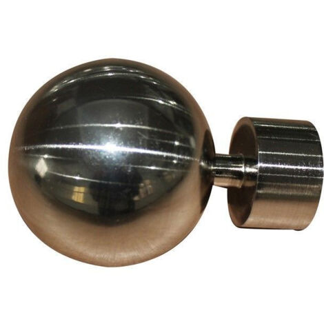 Embouts de Barre à Rideaux Boule Chromé Brossé Ø28mm - INVENTIV