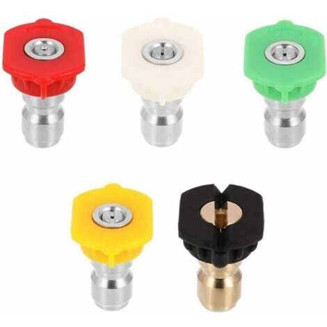 Embouts de buse de rondelle de Pression de 5Pcs, Connexion Rapide 1/4 Pouce,Nettoyeur à Haute Pression Automobiles Accessoire pour Série