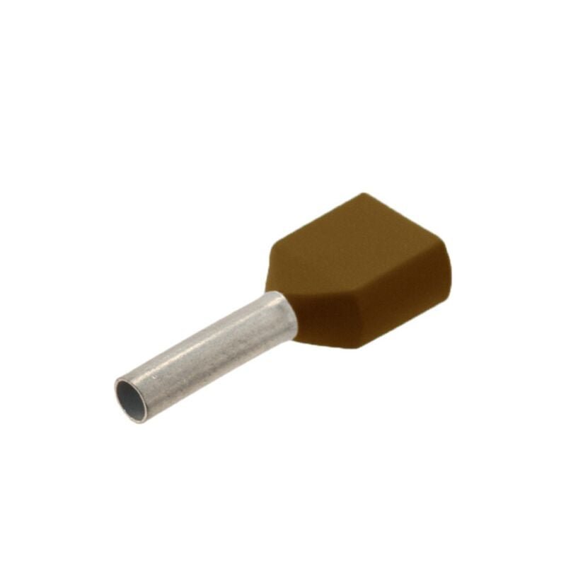 Embout de câblage double pour fil souple de 0,75mm² à 16mm² - Section / Couleur - Double embout Marron - 10mm² - Sachet de 100
