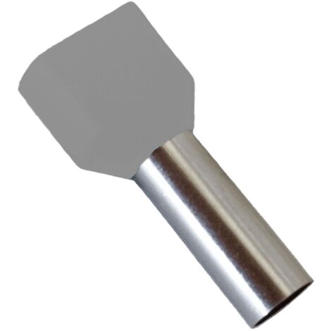 Embouts de câblage DOUBLE pour fil souple section 0,75mm² - Gris - Collerette isolante - Sachet de 100 pièces