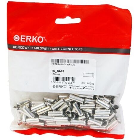 Embouts de câble non isolés TA 16/18 erko, lot de 100 pièces