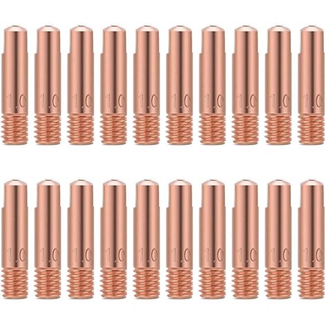Embouts de contact de soudage 15AK en cuivre, M6 x 24 mm, pour torches de soudage MIG/MAG 15AK. Accessoires et pièces d'usure (1,0 mm). Lot de 20.