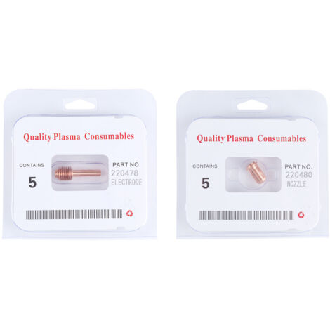 Embouts de Découpe, équipement de Découpe Accessoires de Découpe Embouts Standard 5 Pièces 220478 Électrode 5 Pièces 220480 Embouts de Buse Consommables pour Torche de Découpe.