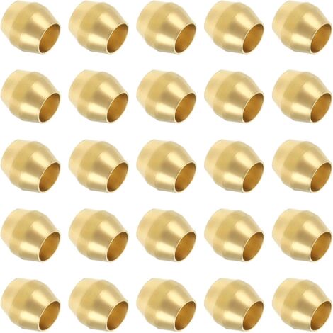 Embouts de Manchons Compression en Laiton pour 1/8" OD Tube, 25 Pcs Kit d'Assortiment d'Anneaux Raccord Tube Laiton, Virole -