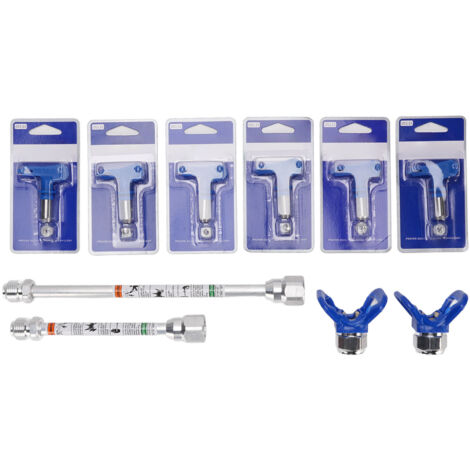 Embouts de pulvérisation sans air, ensemble de pistolets à peinture, pièces de Machine de pulvérisation, buse 211 313 319 415 517 623 avec tige d'extension à 2 sièges, bleu