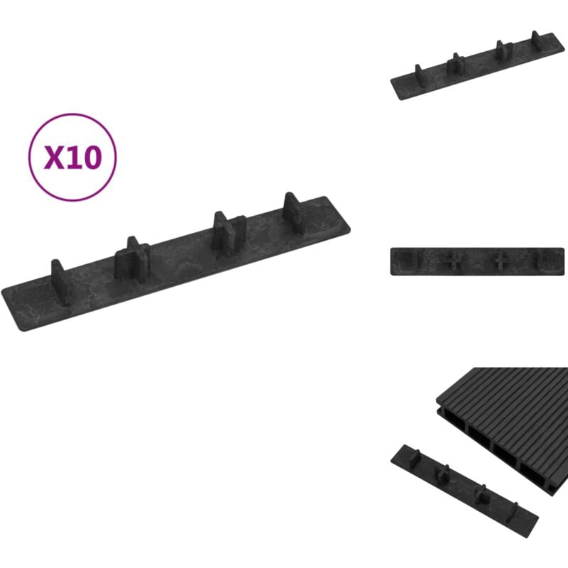 Vidaxl - Embouts de terrasse 10 pcs Noir Plastique - Embouche Terrasse - Embouts Bois - Finitions Terrasse - Protection Terrasse - Accessoires