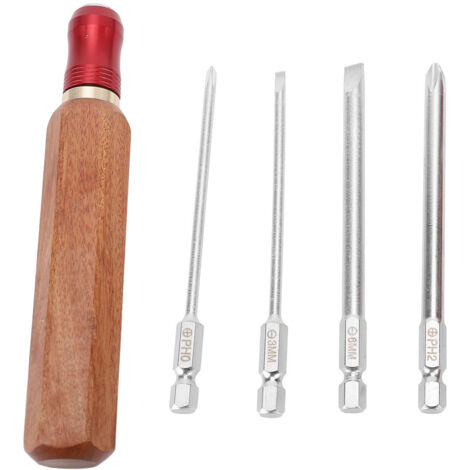 Embouts de tournevis à changement rapide, manche en bois antidérapant, fente de 6mm 3mm, embout croisé PH2 PH0 pour la maison et le travail du bois