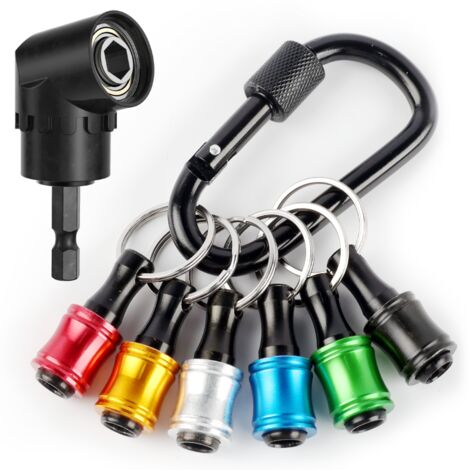 Embouts de tournevis à tige hexagonale de 1/4 pouce en alliage d'aluminium, barre d'extension, adaptateur de vis de forage, porte-clés de changement portable (couleur 6 pièces avec