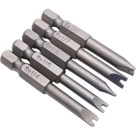 Embouts de Tournevis en Forme de U,Embouts de Tournevis Magnétiques,tournevis magnétique,Embouts de Vissage Magnétiques,1/4" tige hexagonale en forme de U,Alliage d'Acier,Longueur 50mm