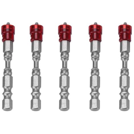 Embouts de Tournevis,5Pcs 65 mm S2 acier magnétique tête cruciforme PH2 Adaptateur de Vissage - avec Aimant et butée de Profondeur + Embout Ph2(Red)
