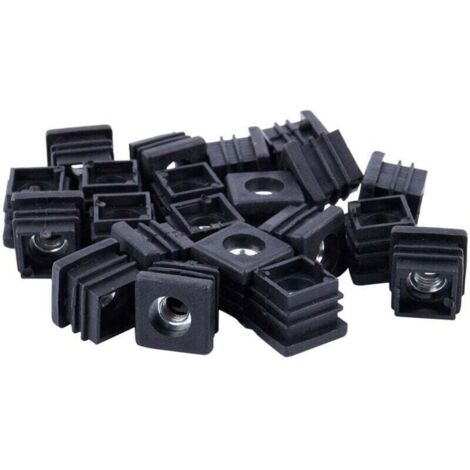 Embouts De Tuyaux Carrés 20X20 Mm Avec Filetage M8 Bouchons D'Insertion Pour Tubes 20 Pièces Noir
