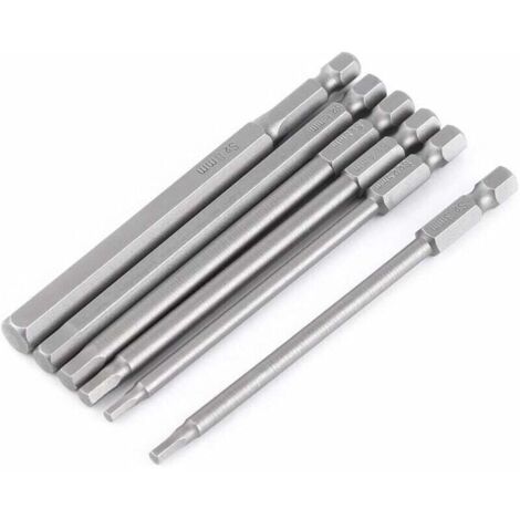 Embouts de vissage magnétiques avec rallonge hexagonale 100 mm – Lot de 6 pièces H2,5 à H8, embout 1/4"