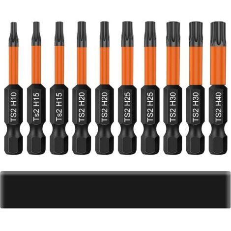 Embouts De Vissage Torx, 10 Embouts De Vissage Torx 50 mm De Long Tige Hexagonale 1/4 » Avec MéMoire De Base, T10/T15/T20/T25/T30/T40 Jeu D'Embouts éLectriques