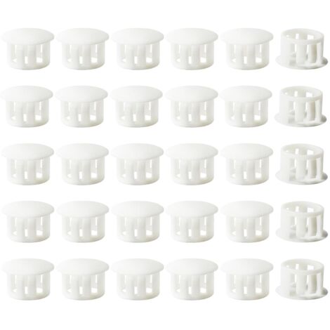 Embouts d'insertion - Embouts de fixation ronds verrouillables - Pour tubes de poteaux de clôture de meubles - 15 mm, 30 unités - Blanc