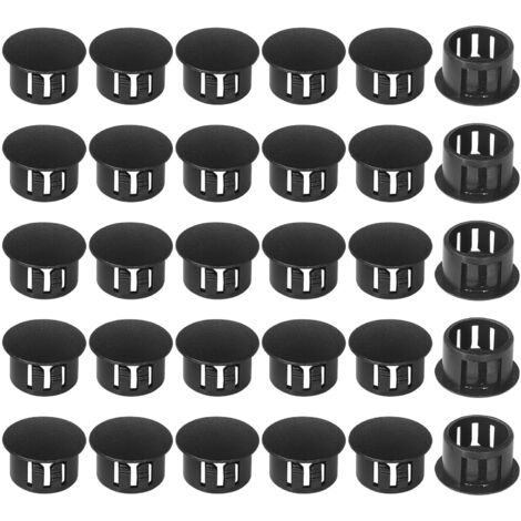 Embouts d'insertion - Embouts de fixation ronds verrouillables - Pour tubes de poteaux de clôture de meubles - 15 mm, 30 unités - Noir