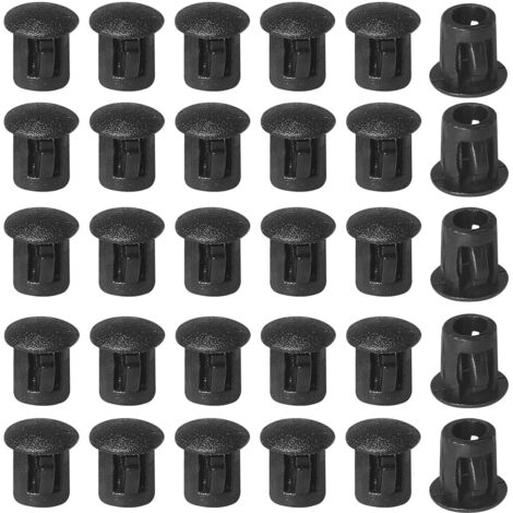 Embouts d'insertion - Embouts de fixation ronds verrouillables - Pour tubes de poteaux de clôture de meubles - 5 mm, 30 unités - Noir