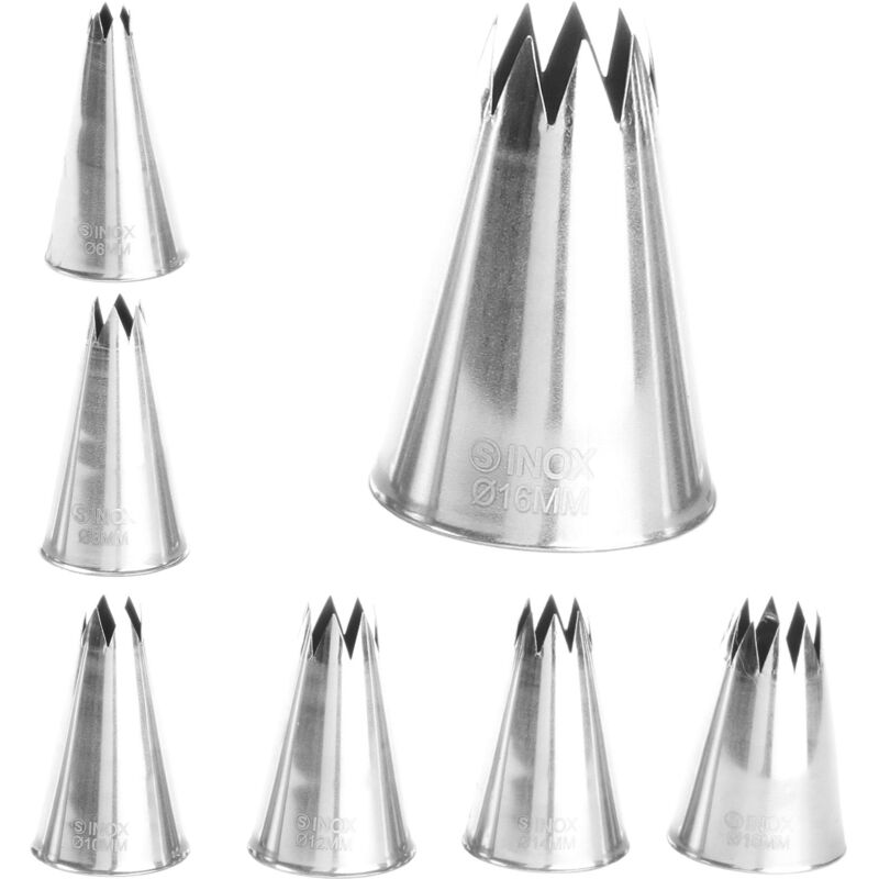 Embouts étoiles pour douilles de poche à douille, acier ondulé - lot de 7 - HENDI 551714