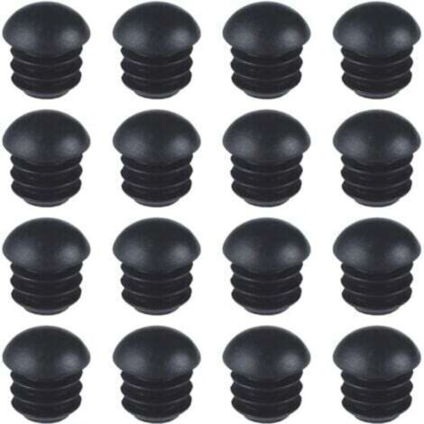 Embouts ronds en plastique (16 mm) (noirs), 16 pièces, embouts ronds pour tubes de chaise, embouts ronds en forme de dôme nervuré, adaptés aux pieds de table, de chaise et de meubles.