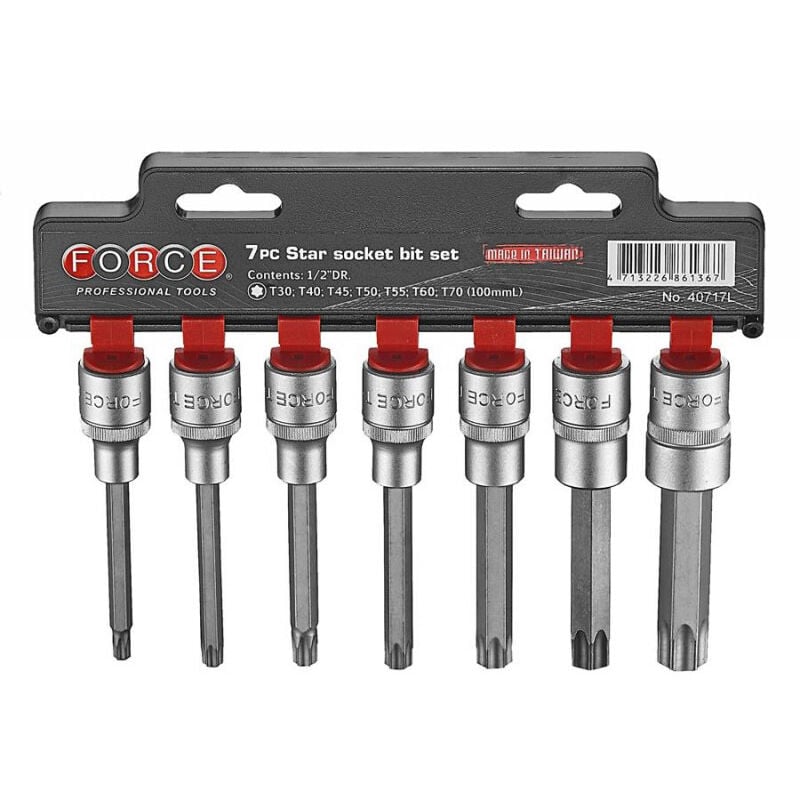Force - Embouts torx longs 1/2 100 mm rack de 7 embouts t30 a t70