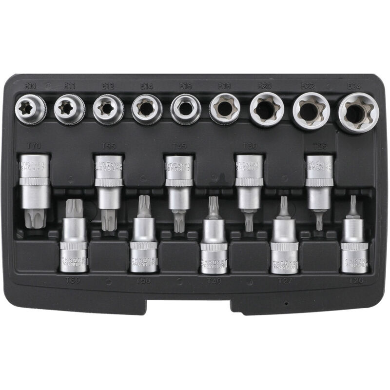Bgs Do It Yourself - Coffret 19 embouts et douilles torx male t20 a t70 femelle e10 a e24