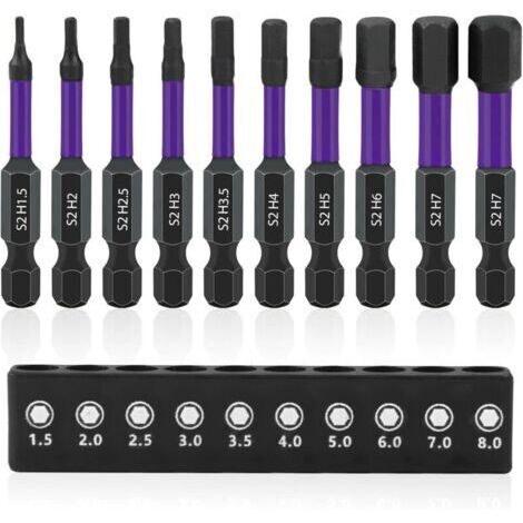 Embouts Visseuse Hexagonale, 50mm Hex Tige Tournevis Tete 1/4" Embout Tournevis Hexagonale Magnétiques Tige S2 Acier Visseuse Allen Sets pour Perceuses Sans Fil Perceuse Main (10 pièces)