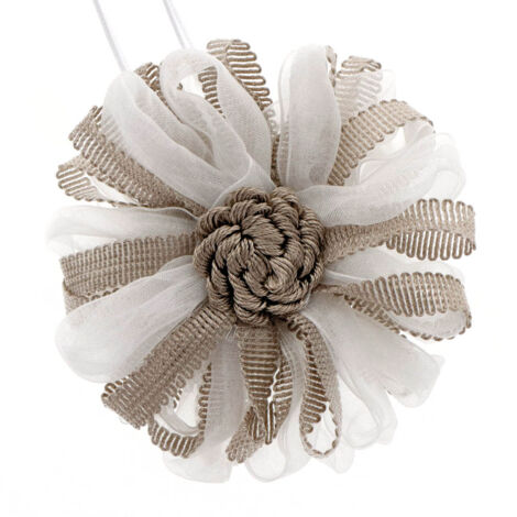 Embrasse à rideaux aimantée 9cm Blanc/Taupe - BOULET