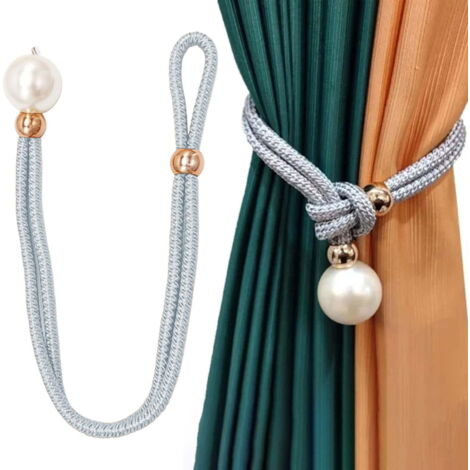 Embrasse de rideau réglable en perles, cordon décoratif en coton tissé à la main, convient aux rideaux, tentures, rideaux décoratifs pour la chambre à coucher, les bureaux (gris) 21,65 x 1,57 pouces.