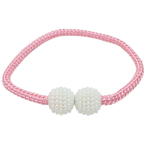 Embrasse de rideau　Embrasse de rideau magnétique 2 pièces, porte-rideaux élégantes retenues de perle de perle Clips de rideau avec gris magnétique fortEmbrasse de rideau(rose)
