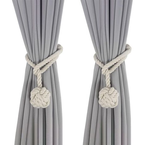 Embrasse pour Rideaux Beige, 2 Pièces Embrasses de Rideaux, Embrasses Rideau Tricotées à la Main, Embrasse de Corde de Rideau, Rideaux Boucle Décoration pour la Chambre et du Bureau