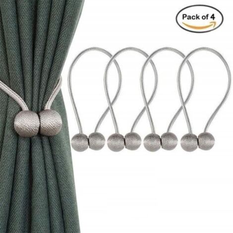 Embrasses à Rideaux Embrasse Rideau Aimantée Tressage Décoratifs Magnétiques Rideaux Boucle (Gris / 4Pcs)