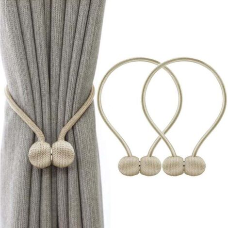 Embrasses à Rideaux Embrasse Rideau Aimantée Tressage Magnétiques Rideaux Boucle (Beige)