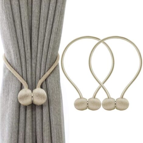 Embrasses à Rideaux Embrasse Rideau Aimantée Tressage Magnétiques Rideaux Boucle (Beige)
