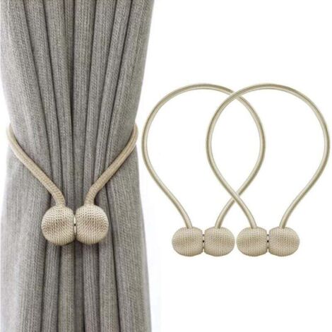 Embrasses à Rideaux Embrasse Rideau Aimantée Tressage Magnétiques Rideaux Boucle (Beige)