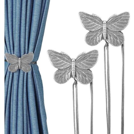Embrasses à Rideaux - Modèle Papillon - Argent - Intérieur - 55 cm