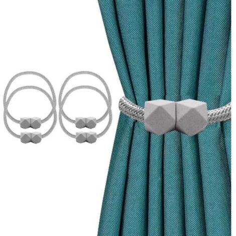 Embrasses à Rideaux - Non spécifié - Gris - 4PCS - Aimant puissant - Corde de polyester