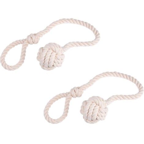 Embrasses à rideaux - Tricotées main - Coton naturel - Beige clair - Intérieur