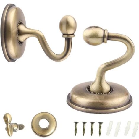 Embrasses à Rideaux - Vintage - U Support Mural - Alliage d'Aluminium - Bronze - 2 Pcs