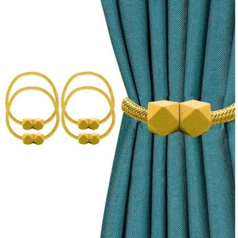 Embrasses à Rideaux,embrasses de Rideau magnétiques Pinces à Rideaux retenues de Corde Boucles de Support de Tissage(or)4PCS