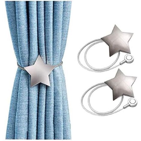 Embrasses à Rideaux,Lot de 2PCS Embrasses de Rideaux Magnétiques, Pratique Retenues de Rideaux Aimanté,Forme de Étoile Exquis