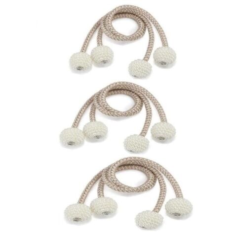 Embrasses à Rideaux,Lot de 6 embrasses magnétiques pour rideaux Accessoires pour Rideaux et Stores,pour la Maison Bureau(Beige)