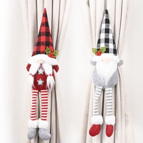 Embrasses de rideau - Noël - Rouge et Gris - 50 cm x 45 cm - Non-tissé - Décoration d'intérieur