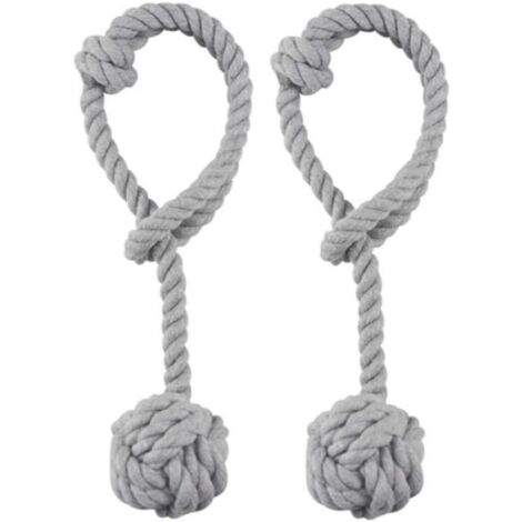 Embrasses de rideaux - Corde à rideaux - Fil de coton - 2 pièces - 65 cm - Gris